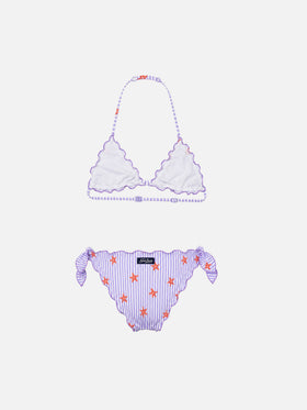 Klassischer Triangel-Bikini für Mädchen Cris mit Seestern-Print 