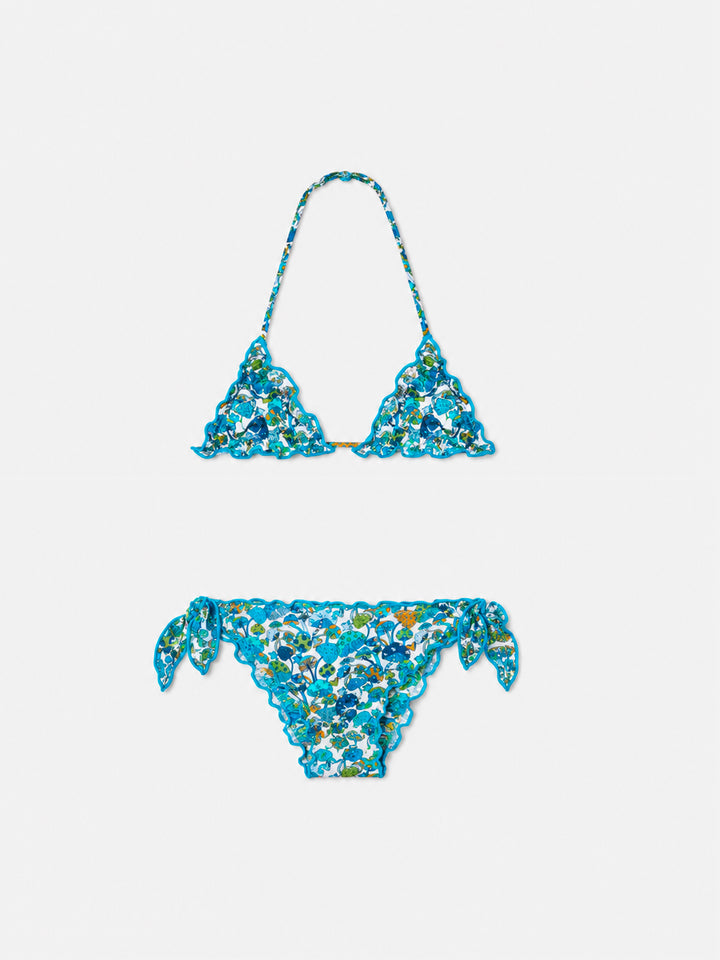Mädchen-Triangel-Bikini mit Pilz-Print | Aus Liberty fabric gefertigt 