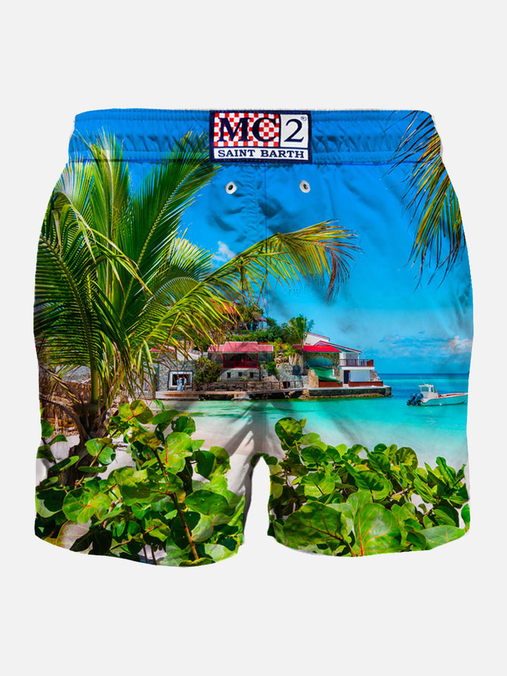 Costume da bagno da uomo con stampa isola caraibica