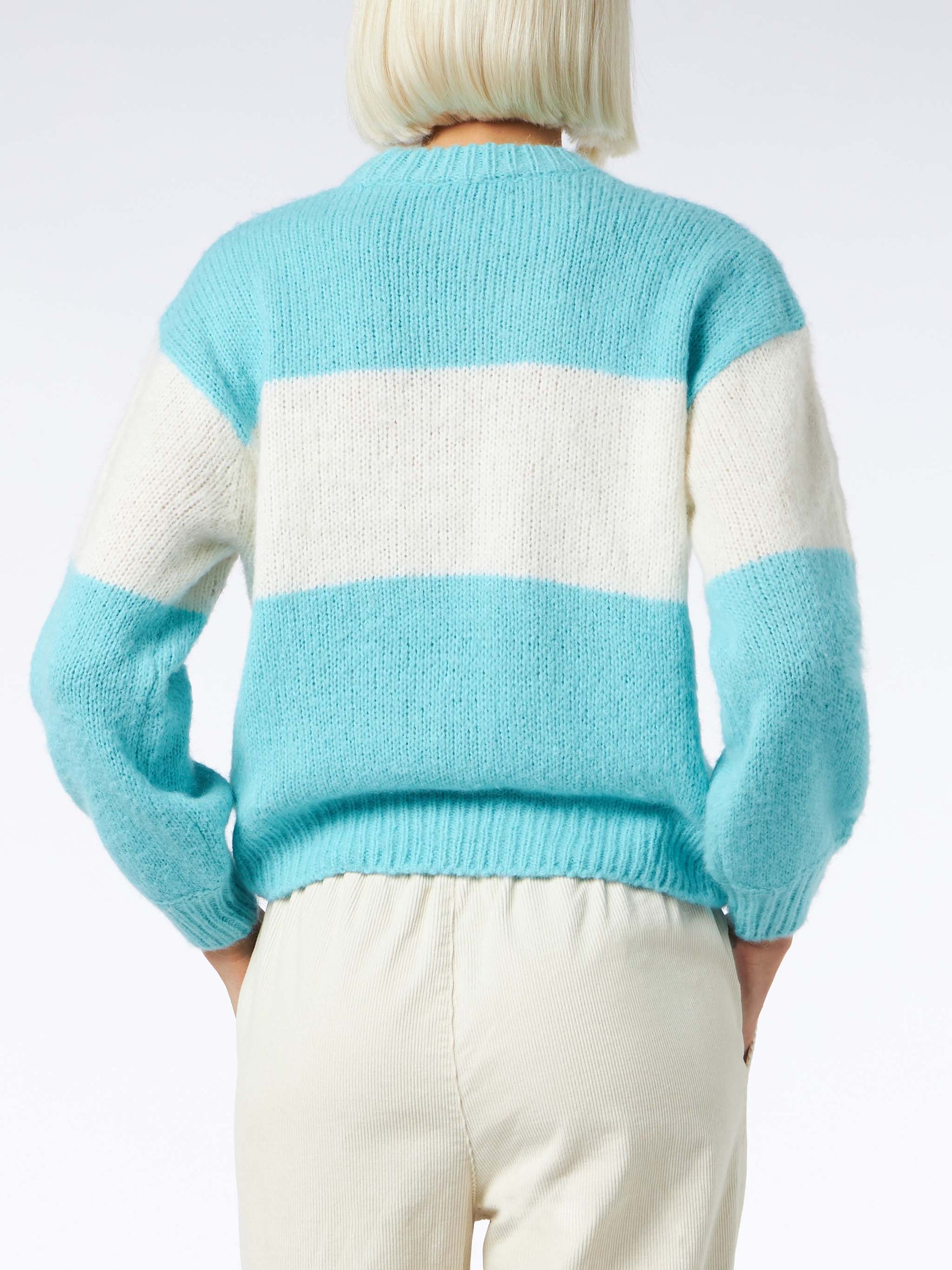 Woman boxy shape soft sweater with Cortina jacquard - MC2 Saint Barth