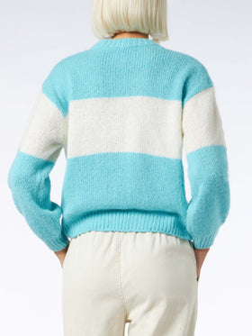 Woman boxy shape soft sweater with Cortina jacquard - MC2 Saint Barth