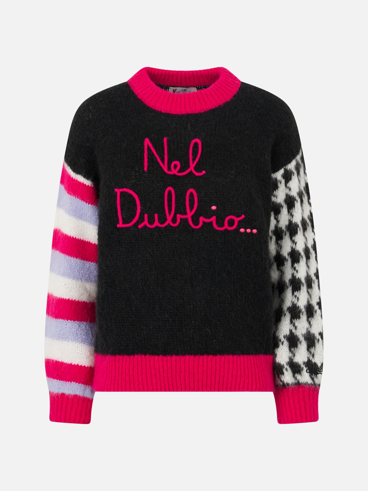 Woman boxy shape soft sweater with Nel dubbio... embroidery - MC2 Saint Barth
