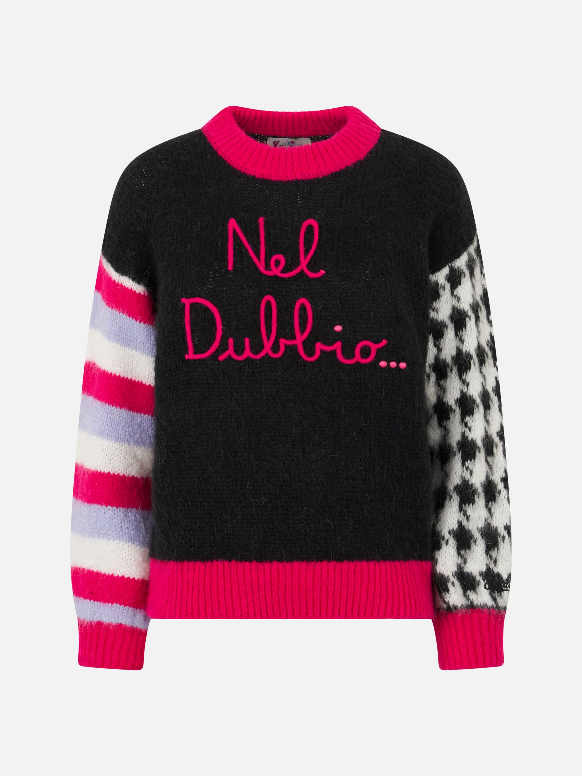 Woman boxy shape soft sweater with Nel dubbio... embroidery - MC2 Saint Barth