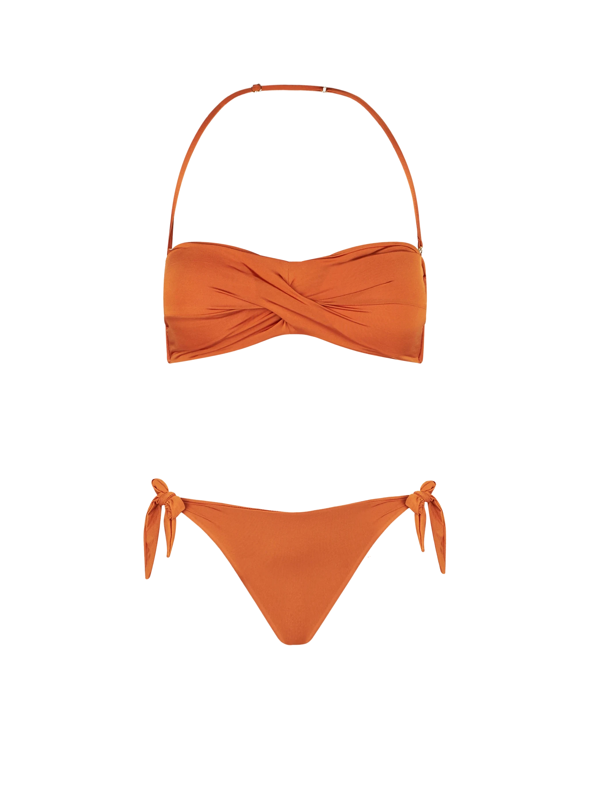Shiny orange crossed bandeau bikini - MC2 Saint Barth