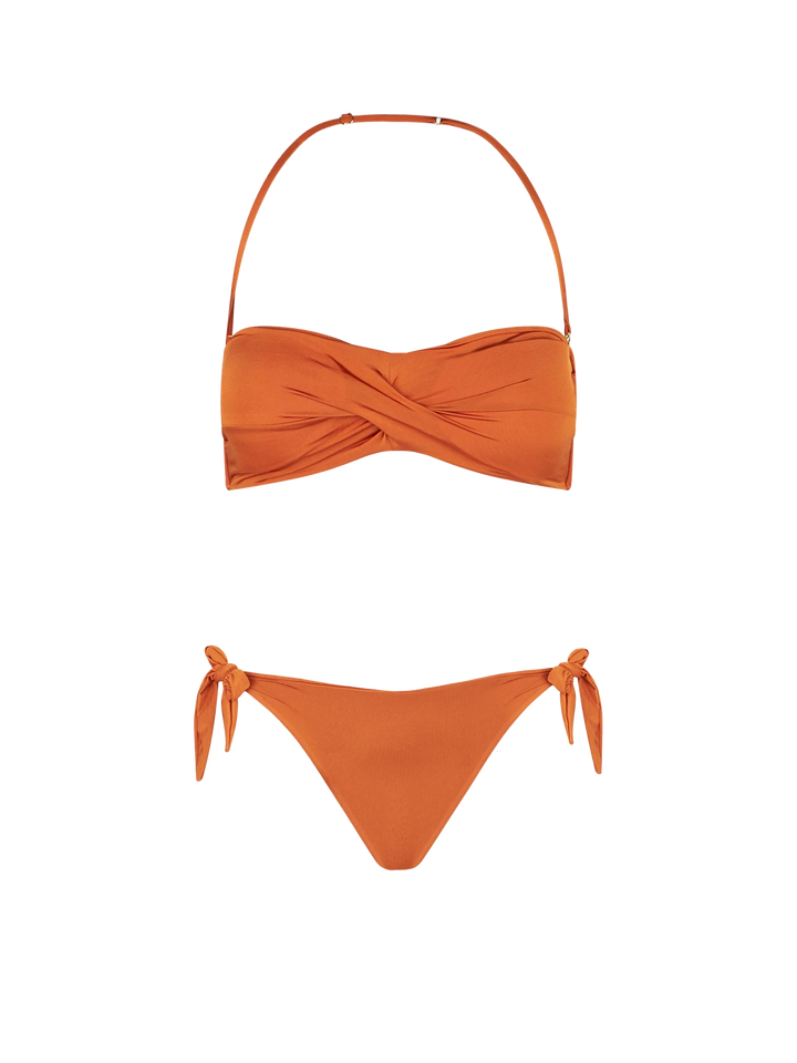 Shiny orange crossed bandeau bikini - MC2 Saint Barth