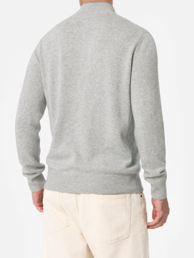 Man light grey blended cashmere polo sweater Dorian - MC2 Saint Barth
