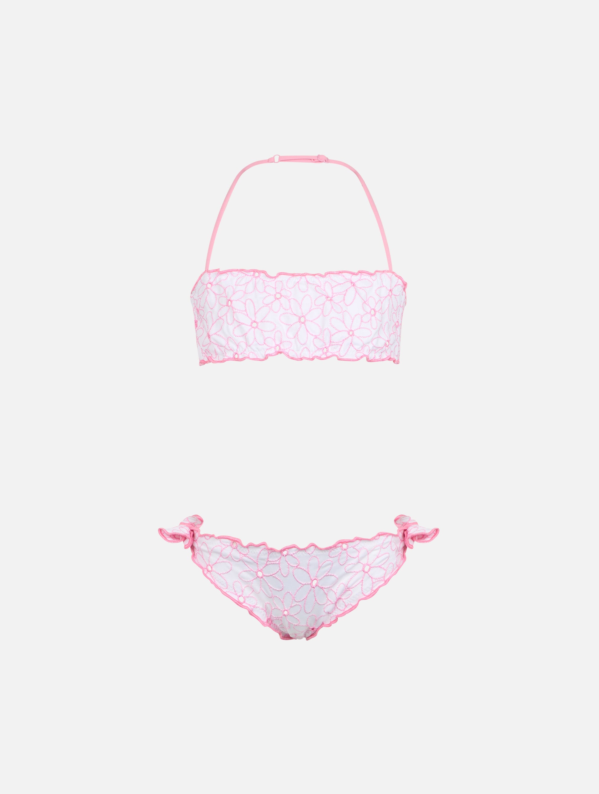 Girl classic bandeau bikini Emy with daisy embroidery - MC2 Saint Barth