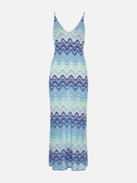 Woman raschel knit light blue slip dress Eydis