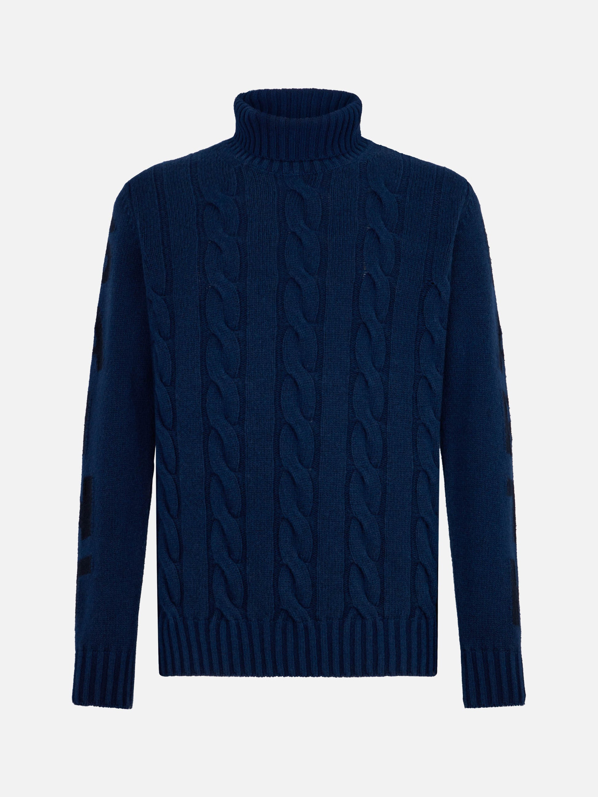 Man black cable knit turtleneck sweater Fisherman - MC2 Saint Barth