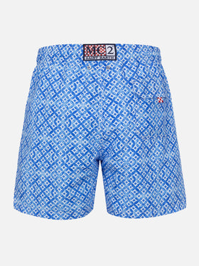 Man mid-length Gustavia swim-shorts with geometric majolica print - MC2 Saint Barth