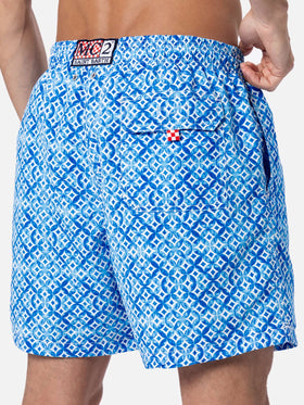 Man mid-length Gustavia swim-shorts with geometric majolica print - MC2 Saint Barth