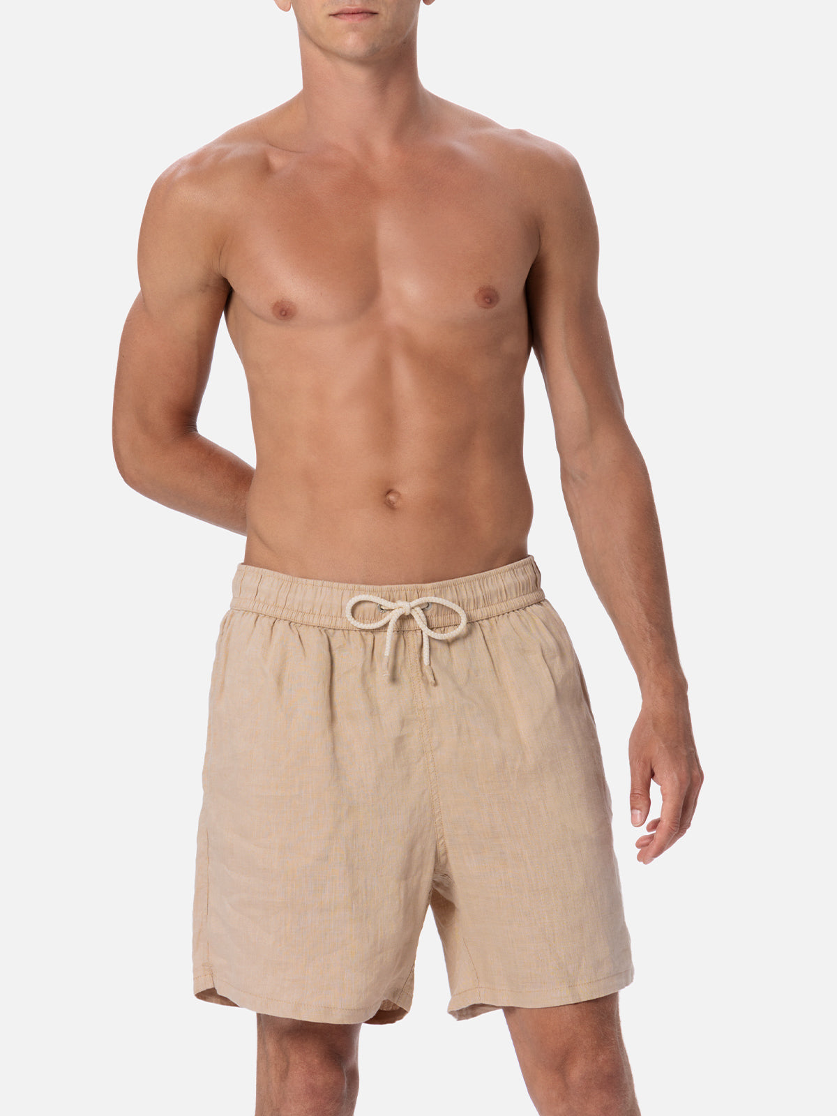 Man mid-length beige linen swim-shorts Gustavia – MC2 Saint Barth