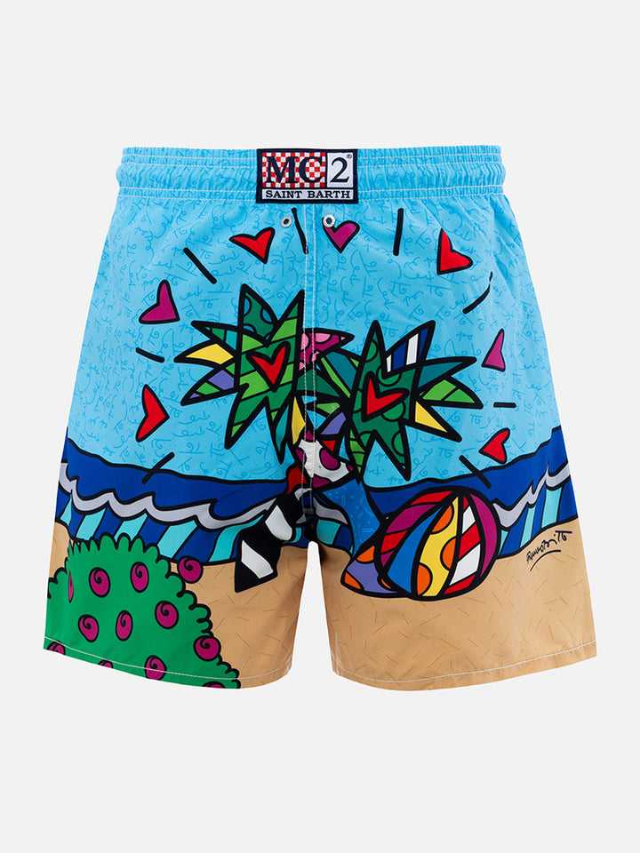 Man mid-length Gustavia swim-shorts with Britto design placed print | ©BRITTO SPECIAL EDITION - MC2 Saint Barth
