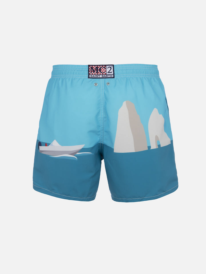 Man mid-length Gustavia swim-shorts with Capri placed print - MC2 Saint Barth