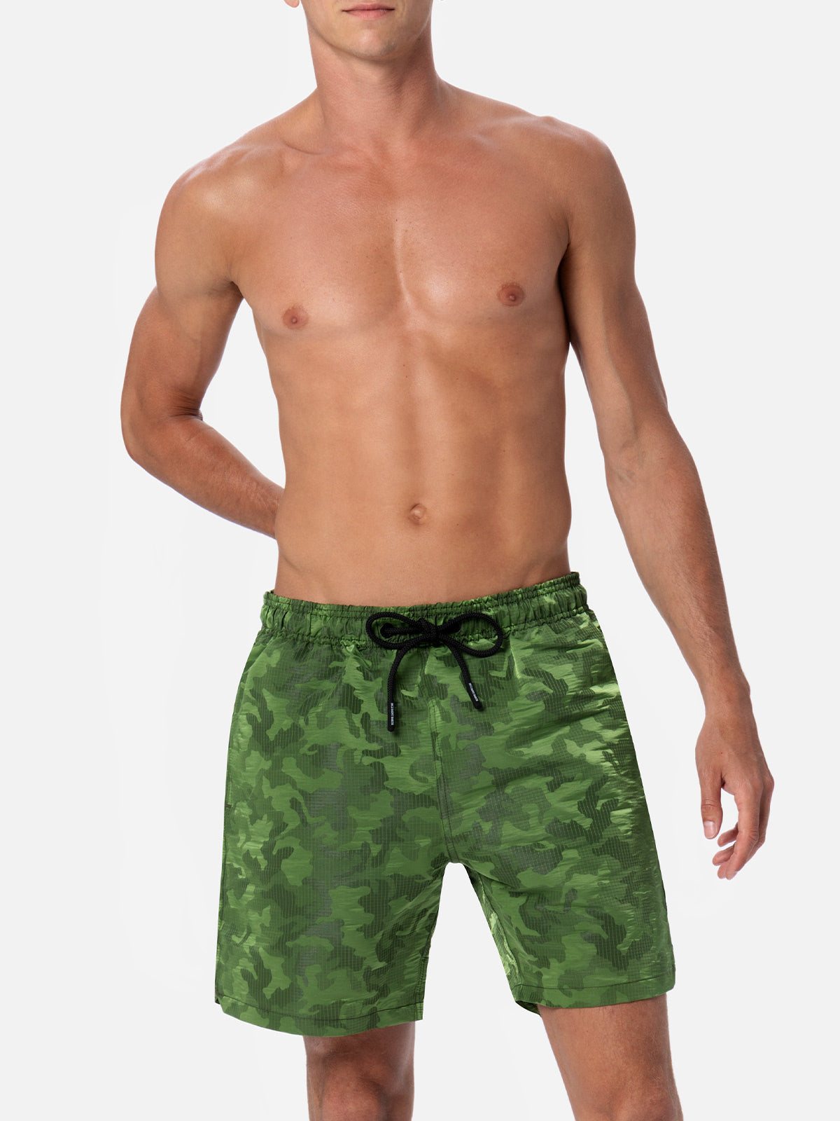 Man ripstop fabric swim shorts Harbour The Riviera with camo jacquard - MC2 Saint Barth