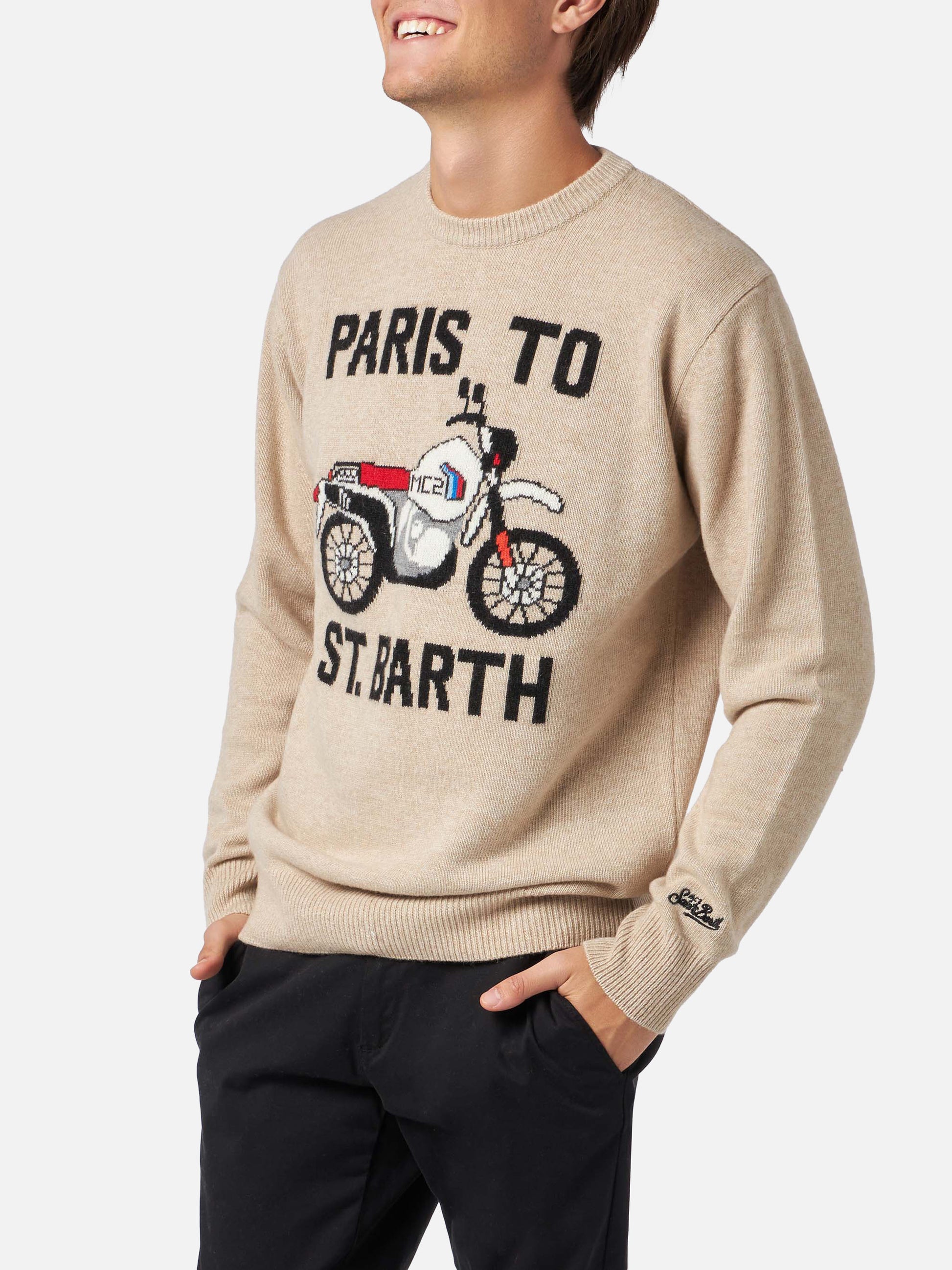 Man sweater with Paris to St.Barth front print - MC2 Saint Barth