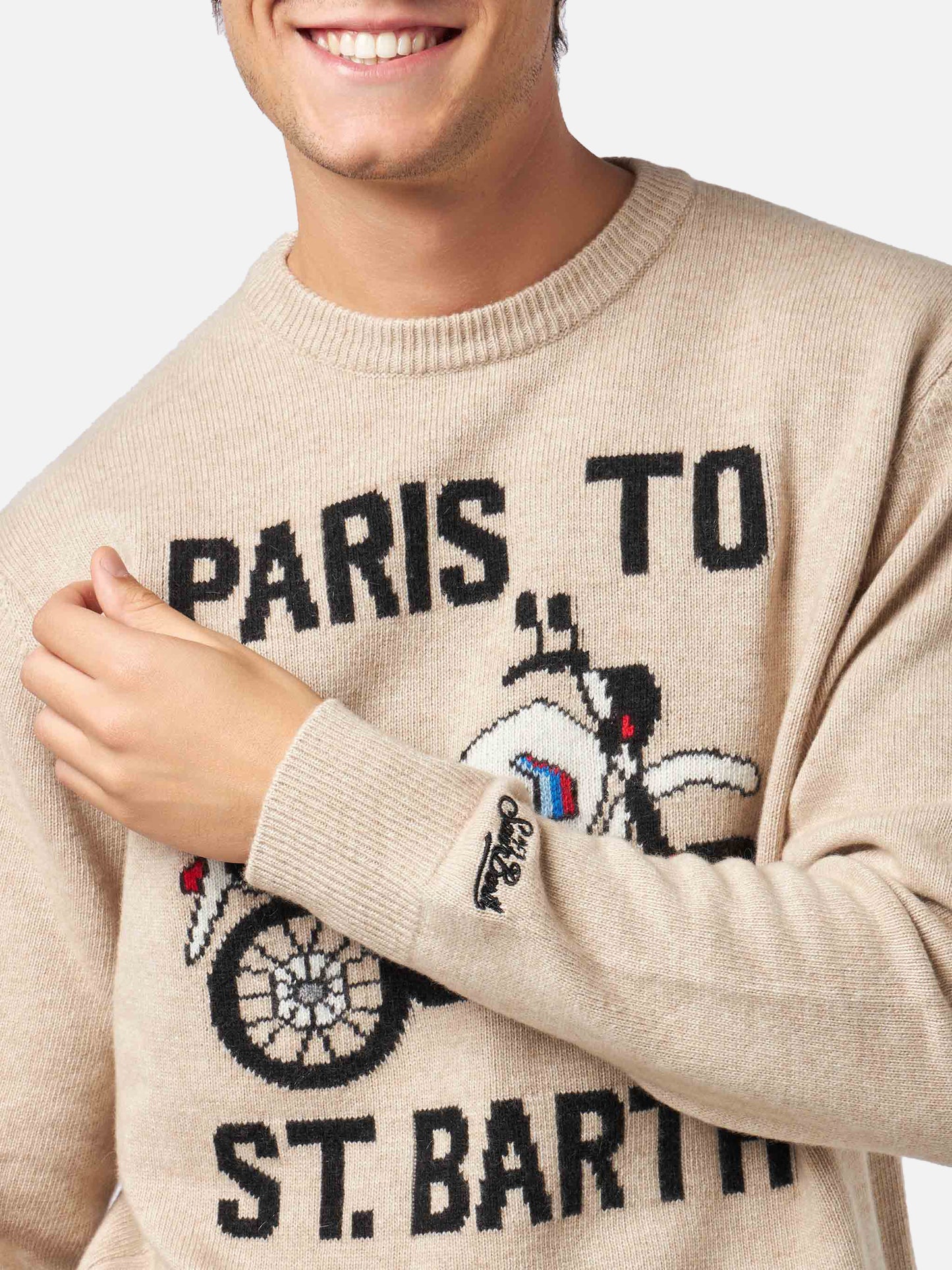 Man sweater with Paris to St.Barth front print - MC2 Saint Barth