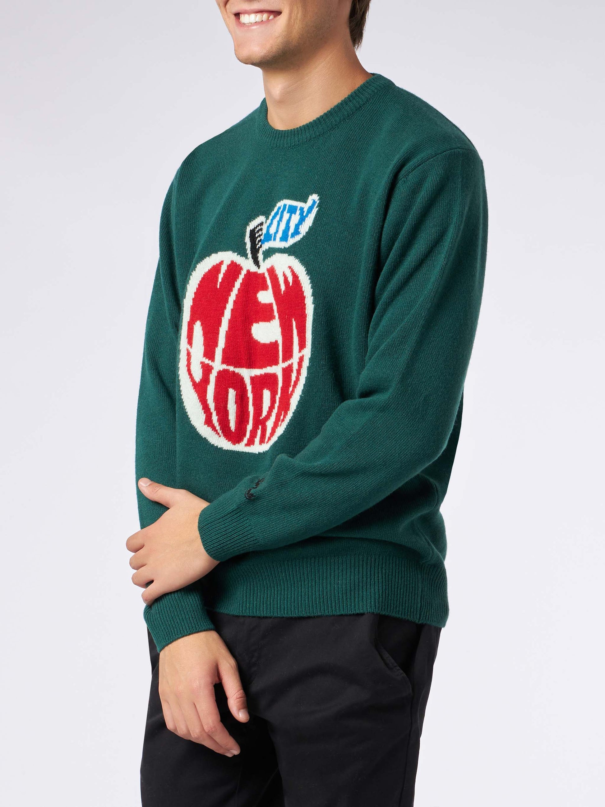 Man sweater with New York apple jacquard - MC2 Saint Barth