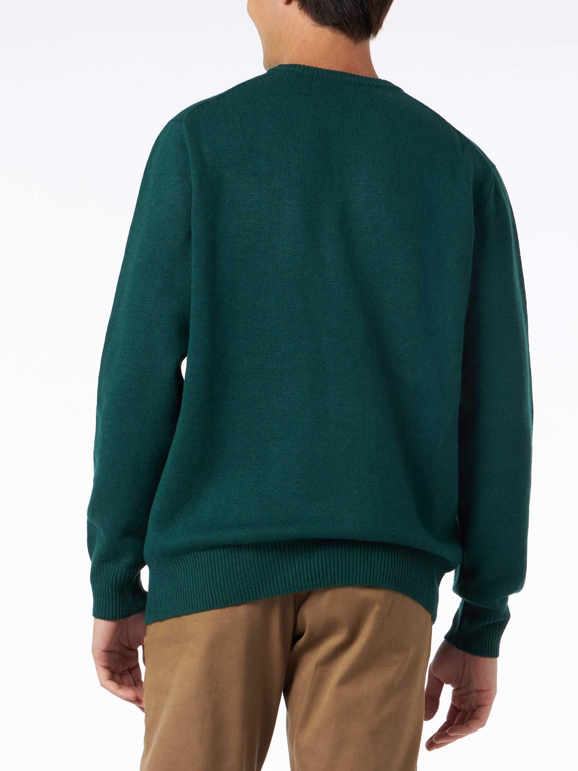 Man crewneck green sweater with St. Barth embroidery - MC2 Saint Barth