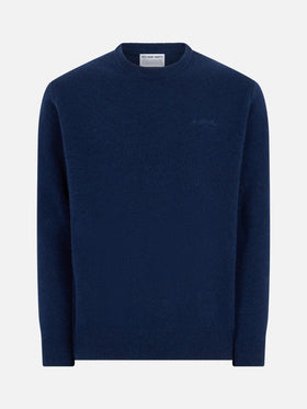 Man crewneck blue sweater with St. Barth embroidery - MC2 Saint Barth