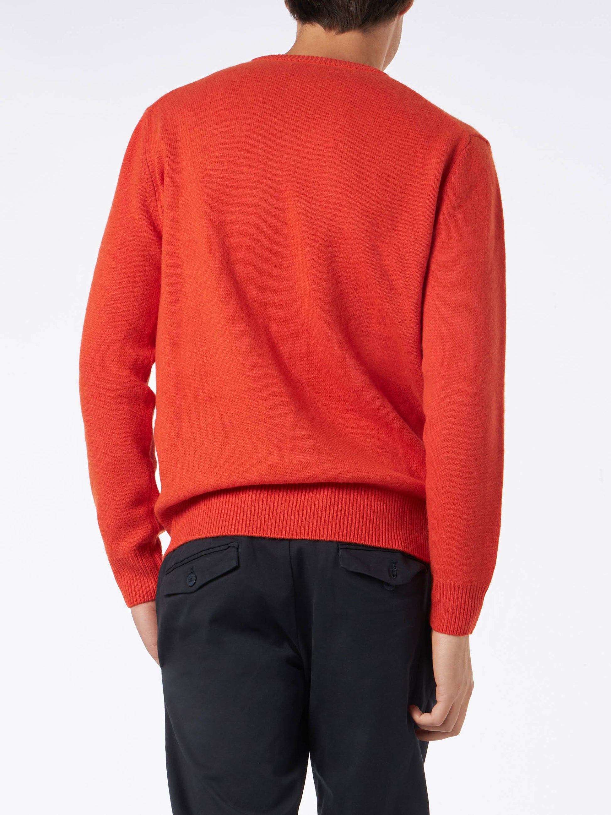 Man crewneck orange sweater with St. Barth embroidery - MC2 Saint Barth
