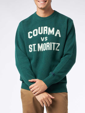 Man crewneck sweater with Courma vs St. Moritz jacquard - MC2 Saint Barth