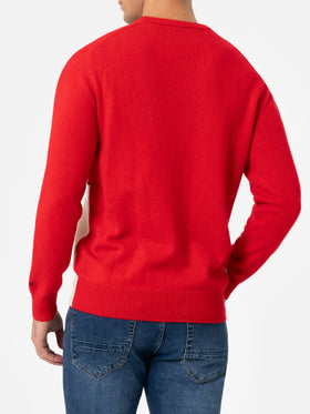 Man red sweater Heron with Peanuts jacquard | SNOOPY PEANUTS SPECIAL EDITION - MC2 Saint Barth