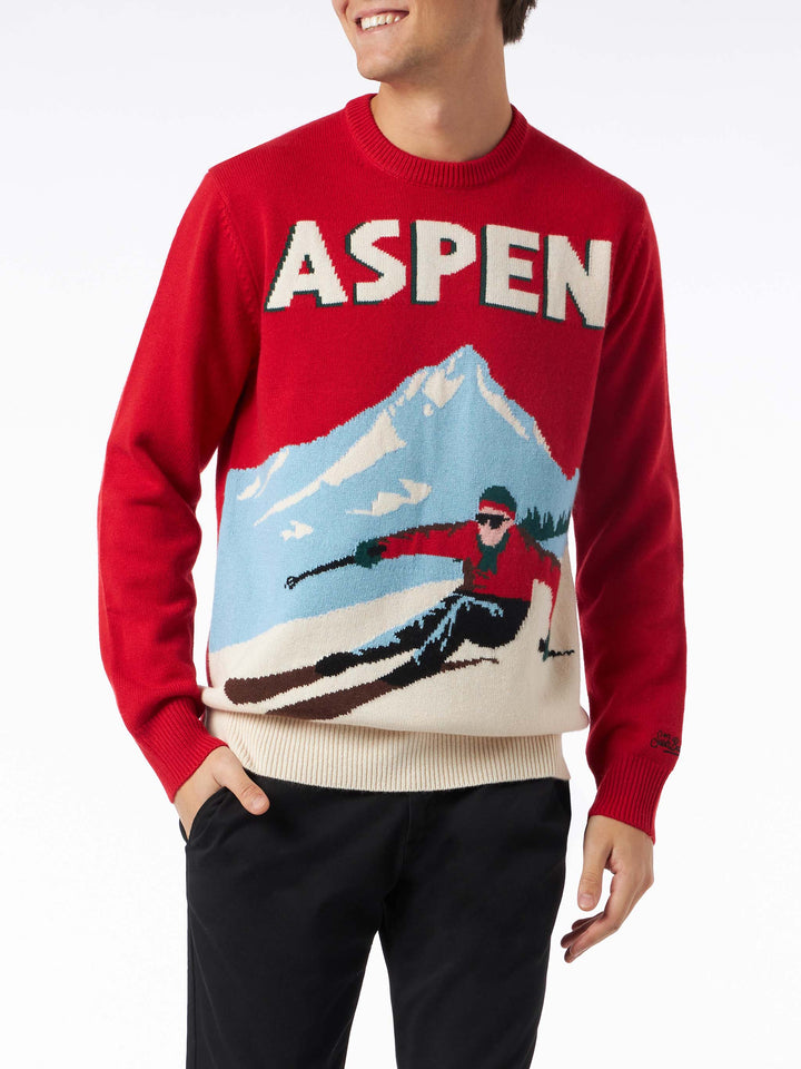 Man crewneck sweater with Aspen postcard jacquard - MC2 Saint Barth