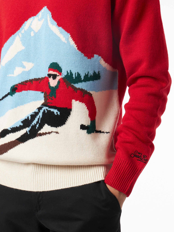 Man crewneck sweater with Aspen postcard jacquard - MC2 Saint Barth