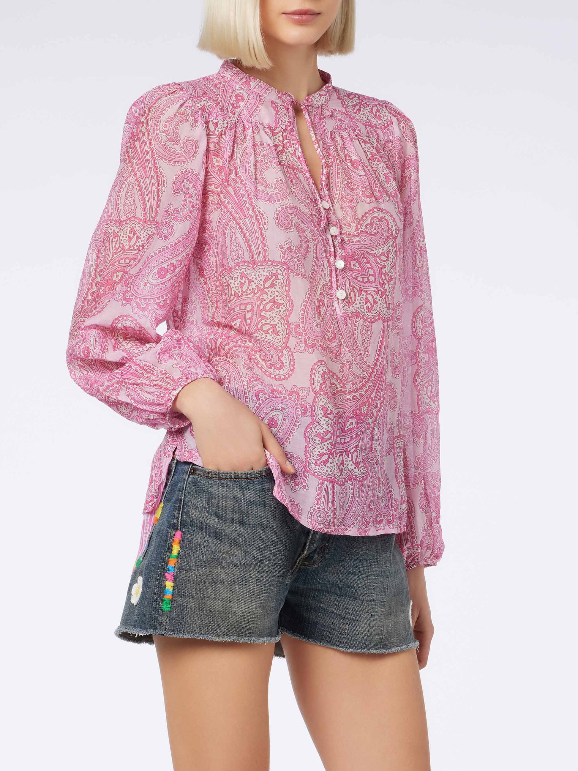 Woman silk voile paisley blouse Harper - MC2 Saint Barth