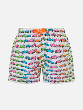 Boy lightweight fabric swim-shorts Jean Lighting with cars print - MC2 Saint Barth