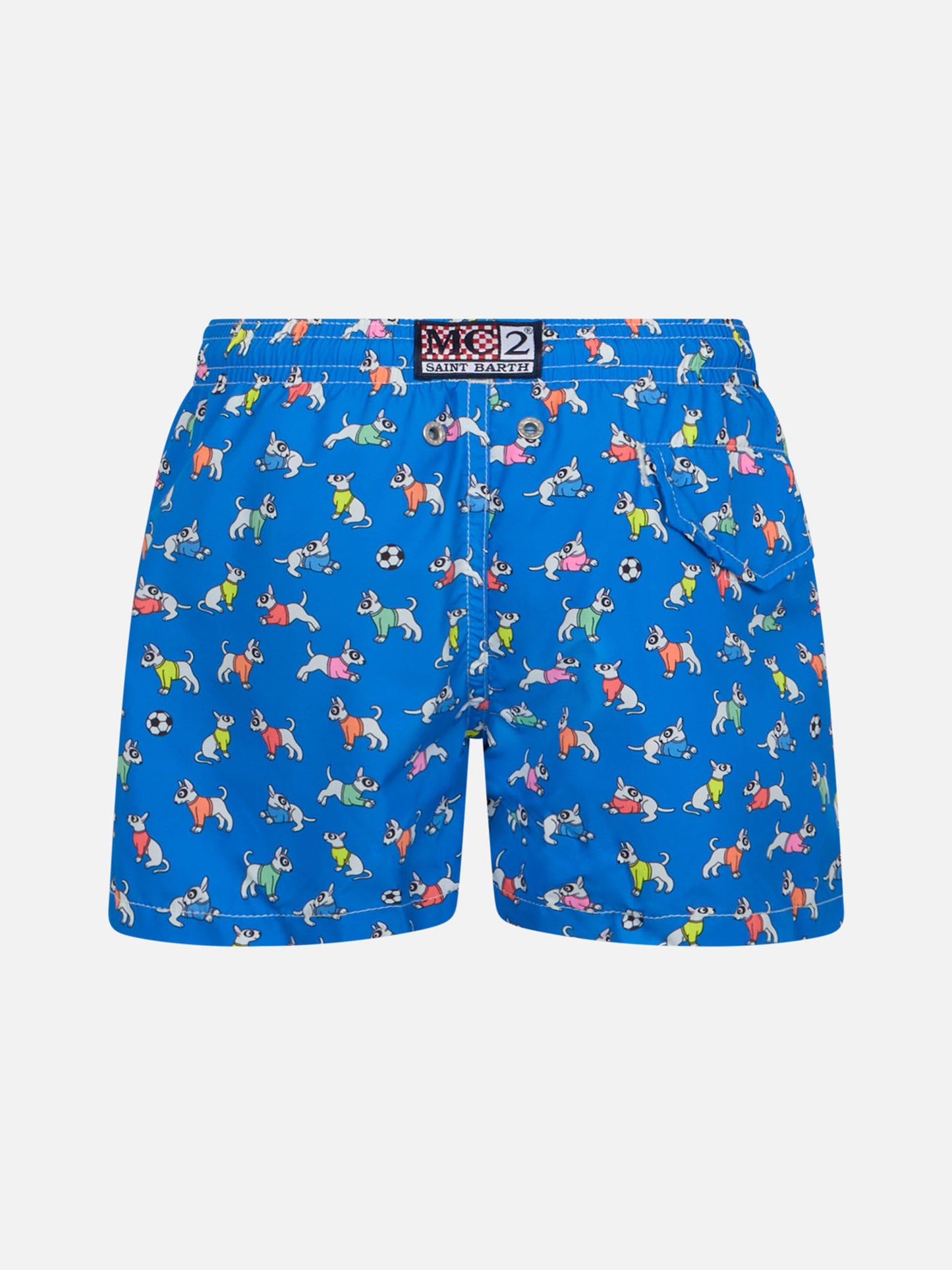Boy lightweight fabric swim-shorts Jean Lighting with dogs print - MC2 Saint Barth
