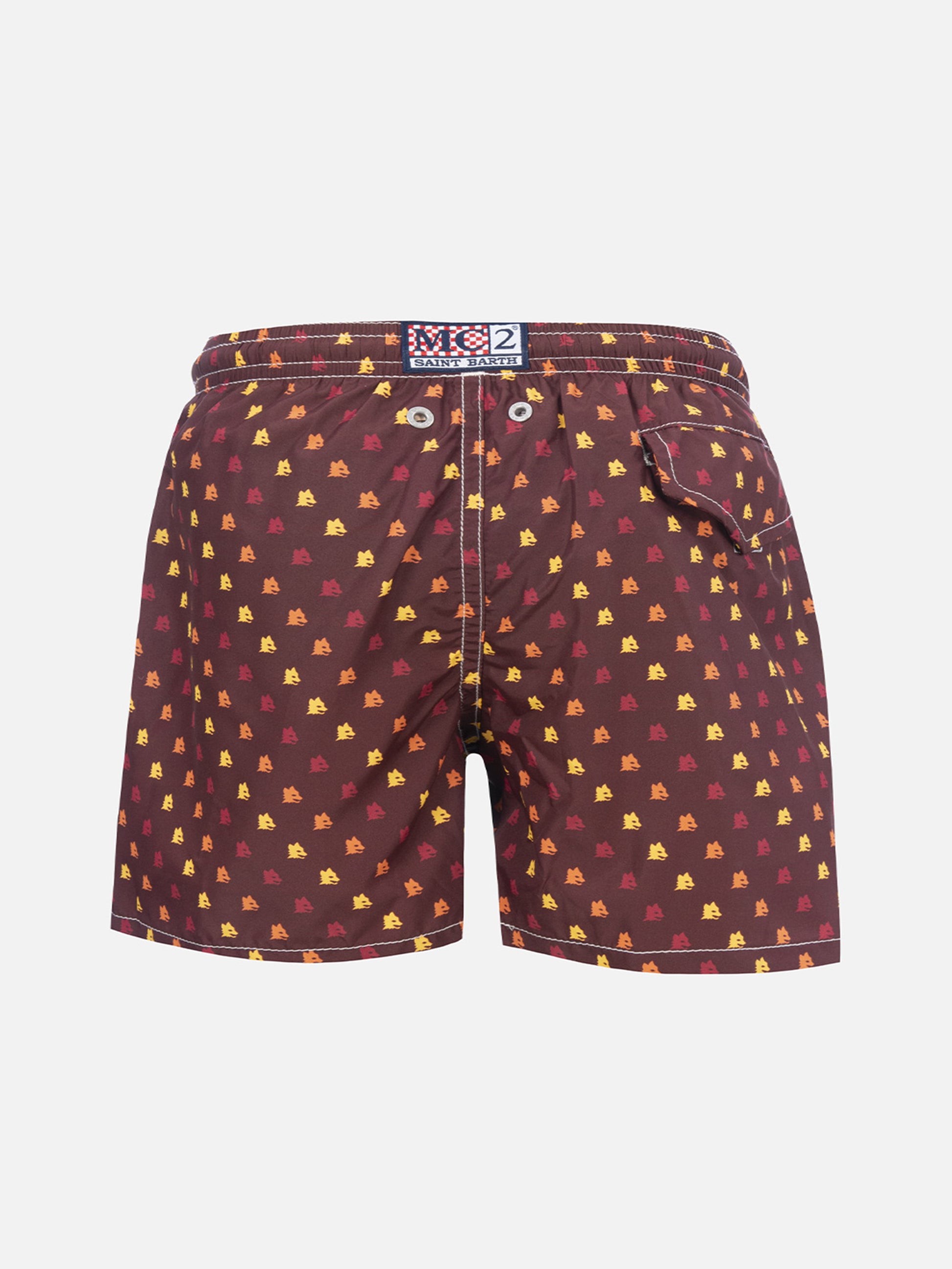 Boy lightweight fabric swimshorts with Roma print | AS ROMA SPECIAL EDITION - MC2 Saint Barth