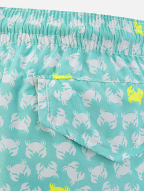 Costume da bagno da bambino in tessuto leggero con stampa granchi