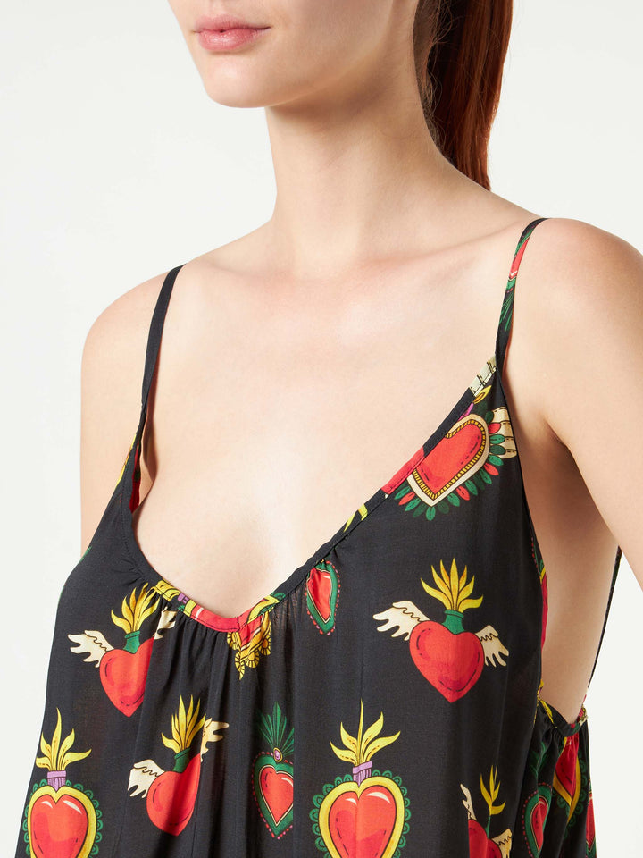 Secret heart print gown with shoulder straps - MC2 Saint Barth