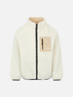 Boy sherpa jacket with Captain America print | MARVEL SPECIAL EDITION - MC2 Saint Barth