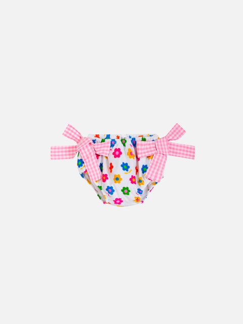 Baby girl terry swim briefs with daisy print - MC2 Saint Barth