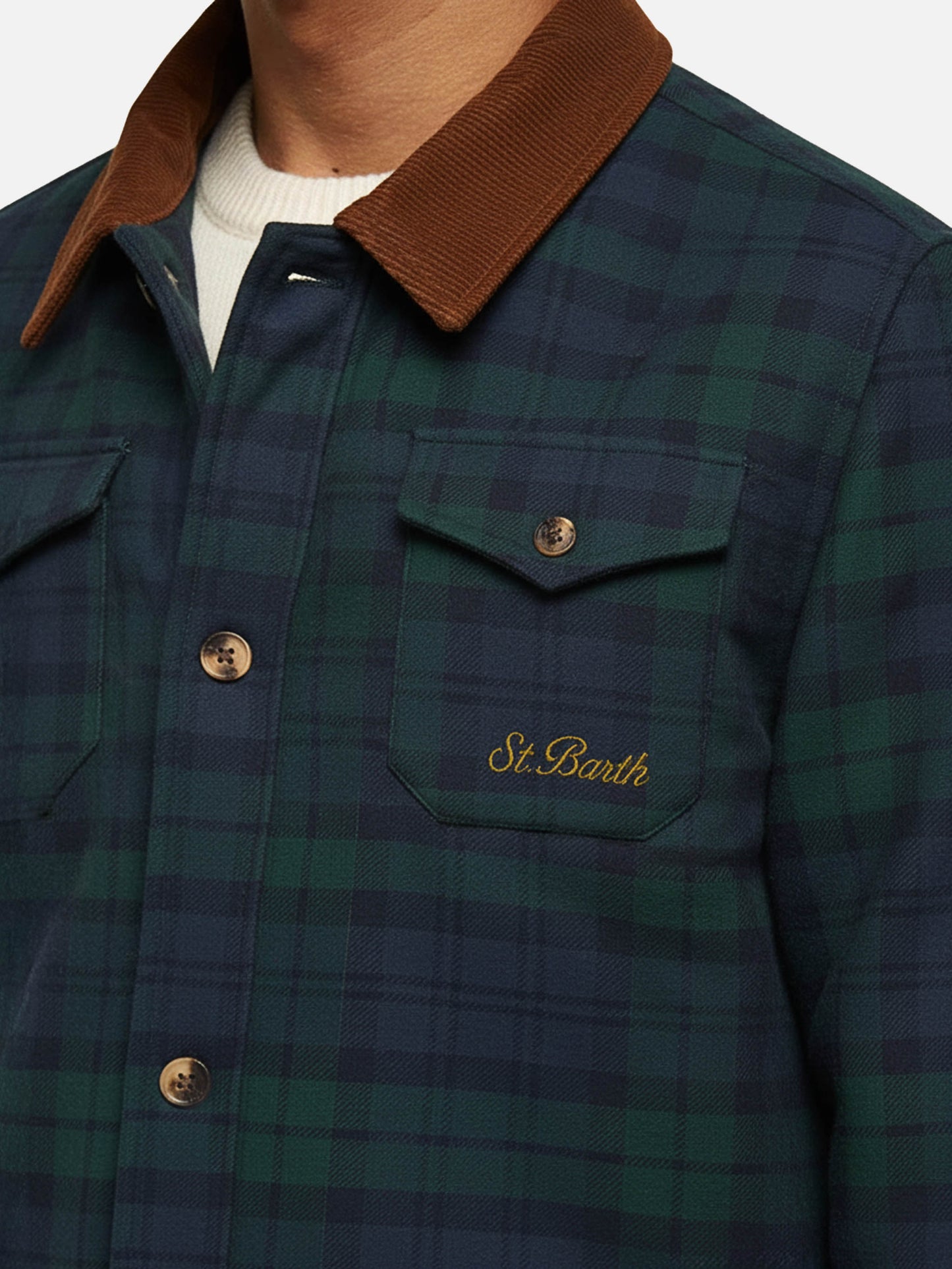 Camicia over in misto lana Landeck con stampa tartan