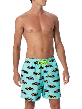 Man lightweight fabric swim-shorts Lighting with Lodola car print |MARCO LODOLA SPECIAL EDITION - MC2 Saint Barth