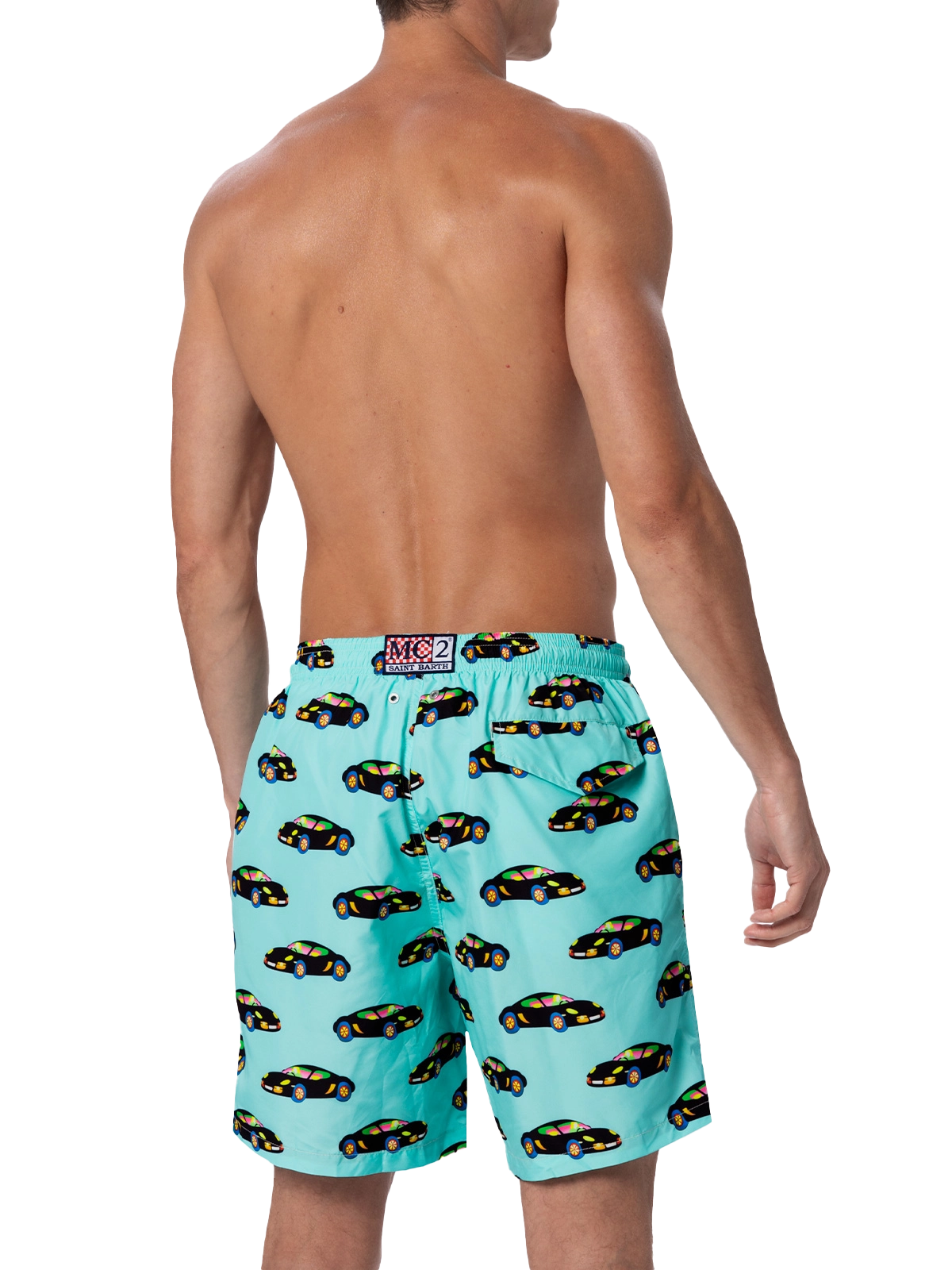 Man lightweight fabric swim-shorts Lighting with Lodola car print |MARCO LODOLA SPECIAL EDITION - MC2 Saint Barth