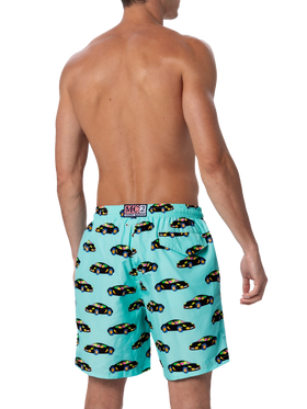 Man lightweight fabric swim-shorts Lighting with Lodola car print |MARCO LODOLA SPECIAL EDITION - MC2 Saint Barth