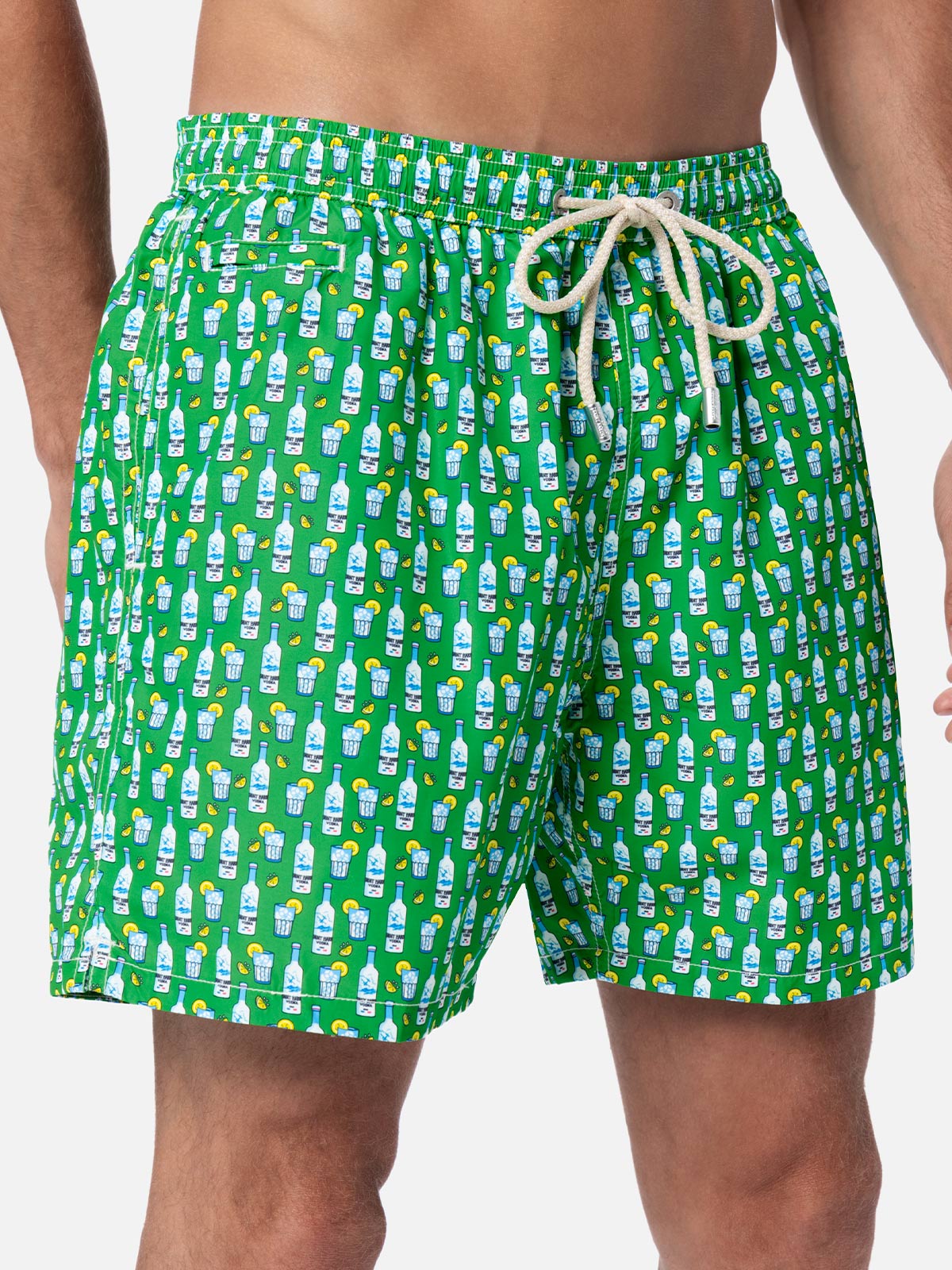 Man lightweight fabric swim-shorts Lighting Micro Fantasy with tequila print - MC2 Saint Barth