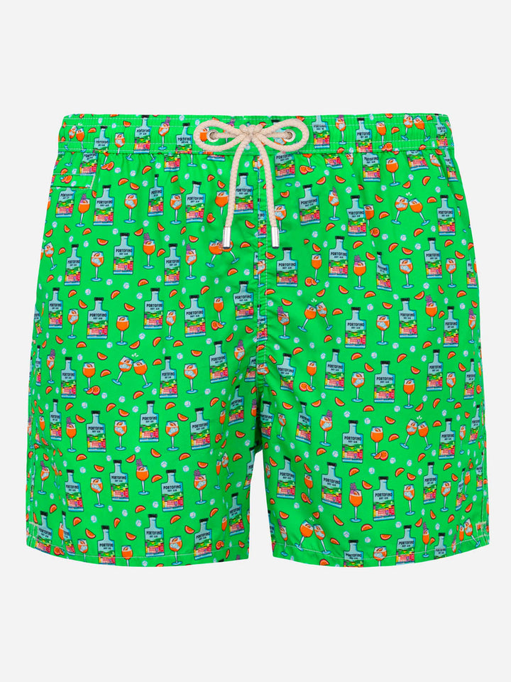 Man light fabric swim shorts with Gin print | PORTOFINO DRY GIN SPECIAL EDITION - MC2 Saint Barth