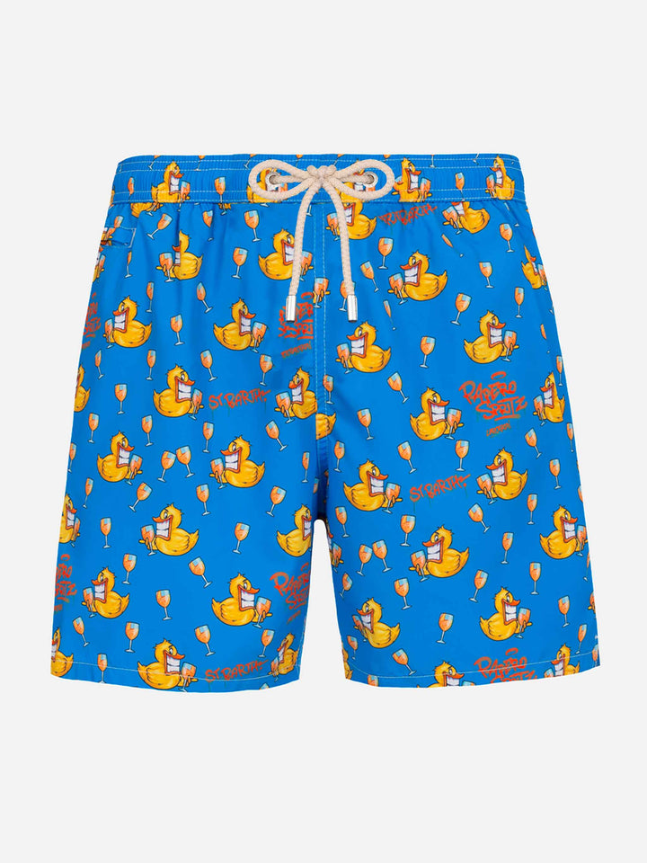 Man lightweight fabric swim-shorts Lighting Micro Fantasy with ducky Cryptopuppets print | CRYPTOPUPPETS SPECIAL EDITION - MC2 Saint Barth