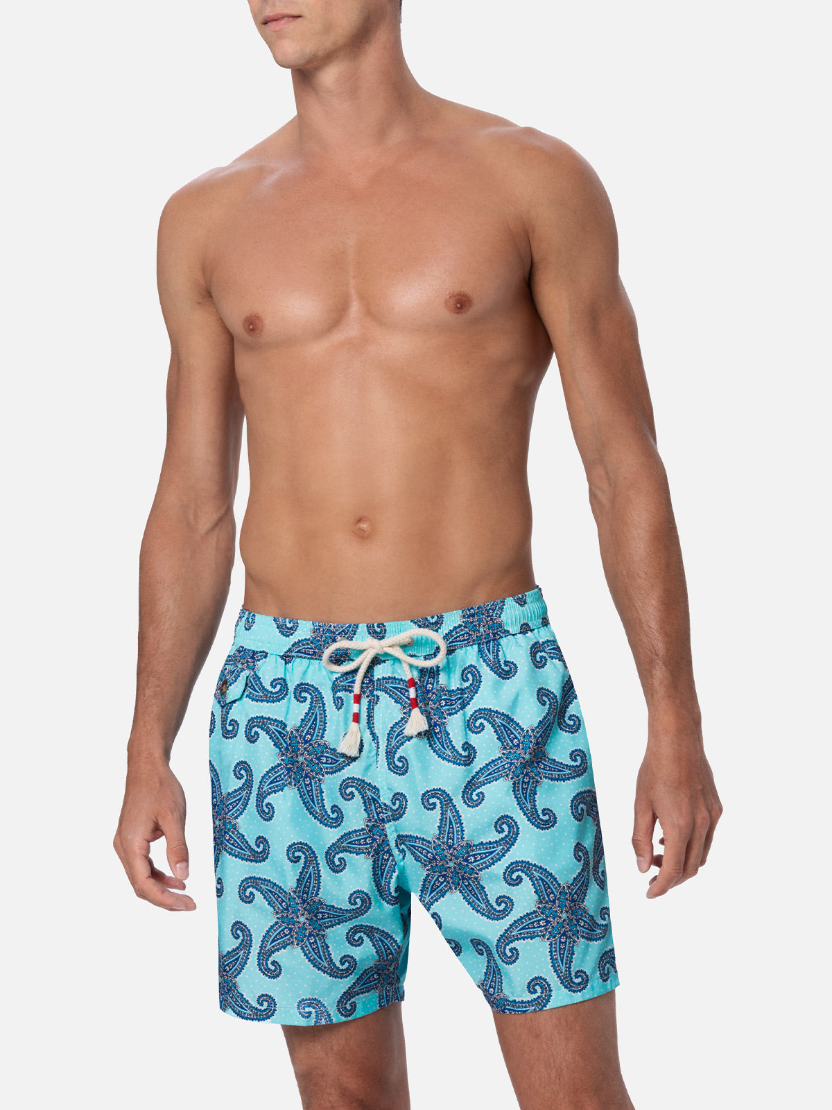 Man lightweight fabric swim-shorts Lighting 70 with paisley print - MC2 Saint Barth