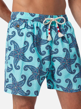 Man lightweight fabric swim-shorts Lighting 70 with paisley print - MC2 Saint Barth