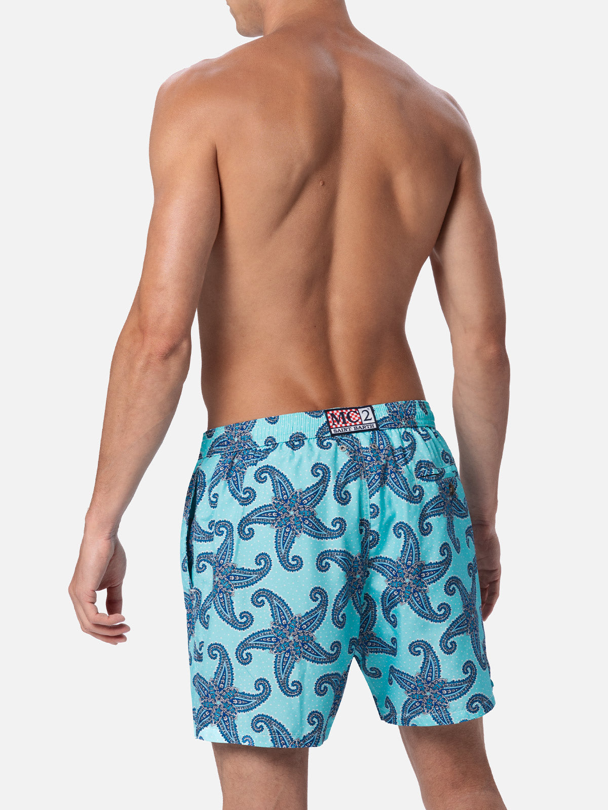 Man lightweight fabric swim-shorts Lighting 70 with paisley print - MC2 Saint Barth