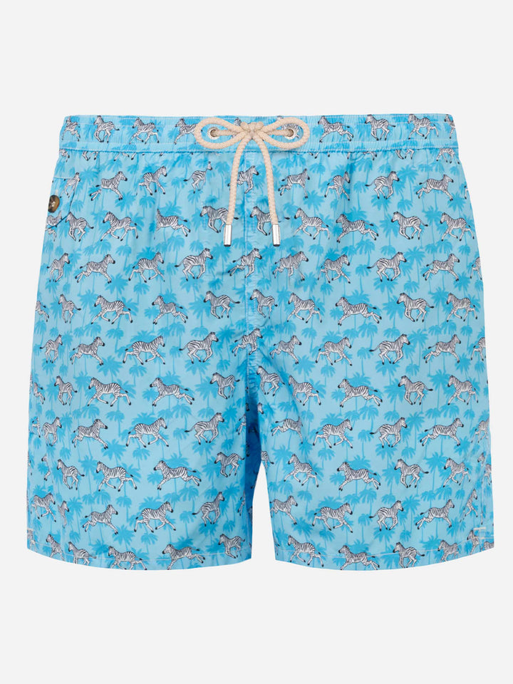 Man light fabric swim shorts with zebra print - MC2 Saint Barth