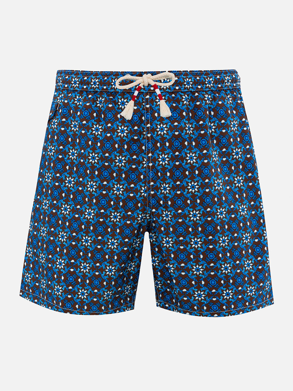 Man lightweight fabric swim-shorts Lighting 70 with majolica print - MC2 Saint Barth