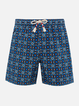 Man lightweight fabric swim-shorts Lighting 70 with majolica print - MC2 Saint Barth